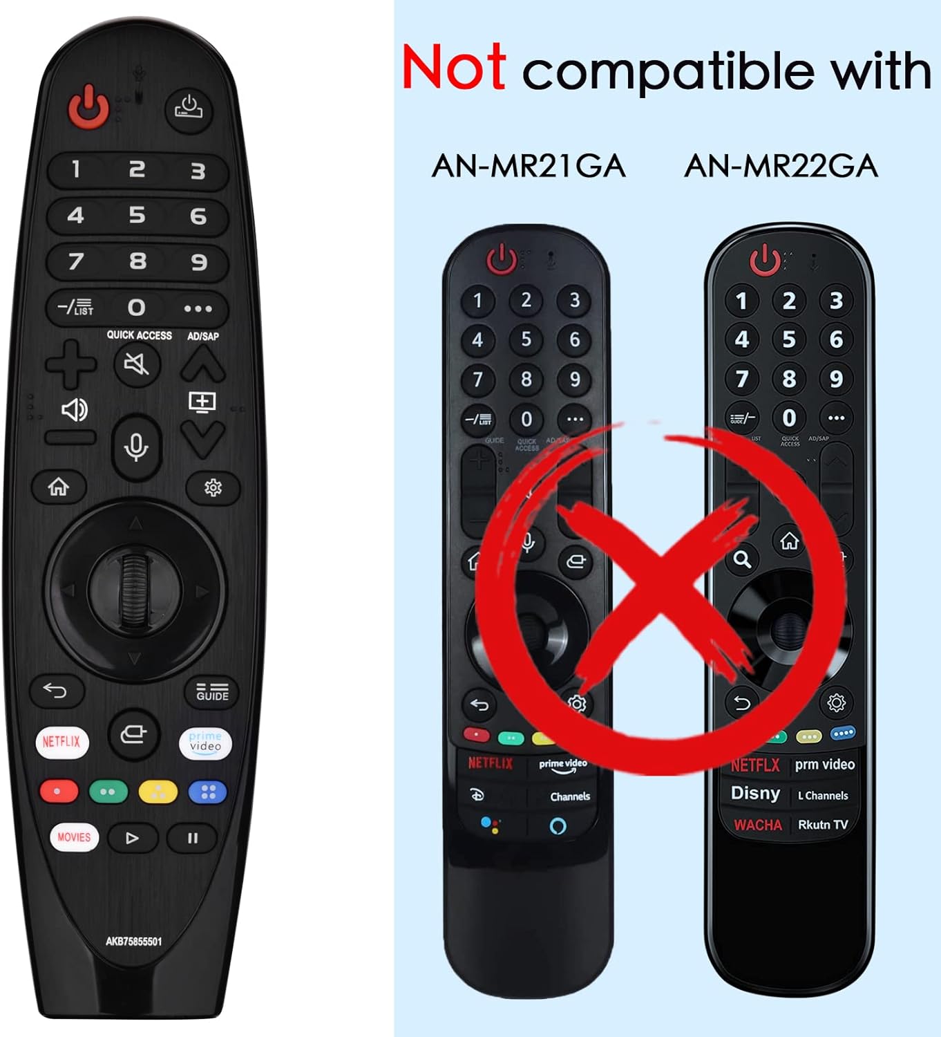 Repuesto para control remoto LG para Smart TV, modelos de Smart TV LG 2020-2019, compatible con AN-MR20GA, AN-MR19BA, con función mágica de voz y