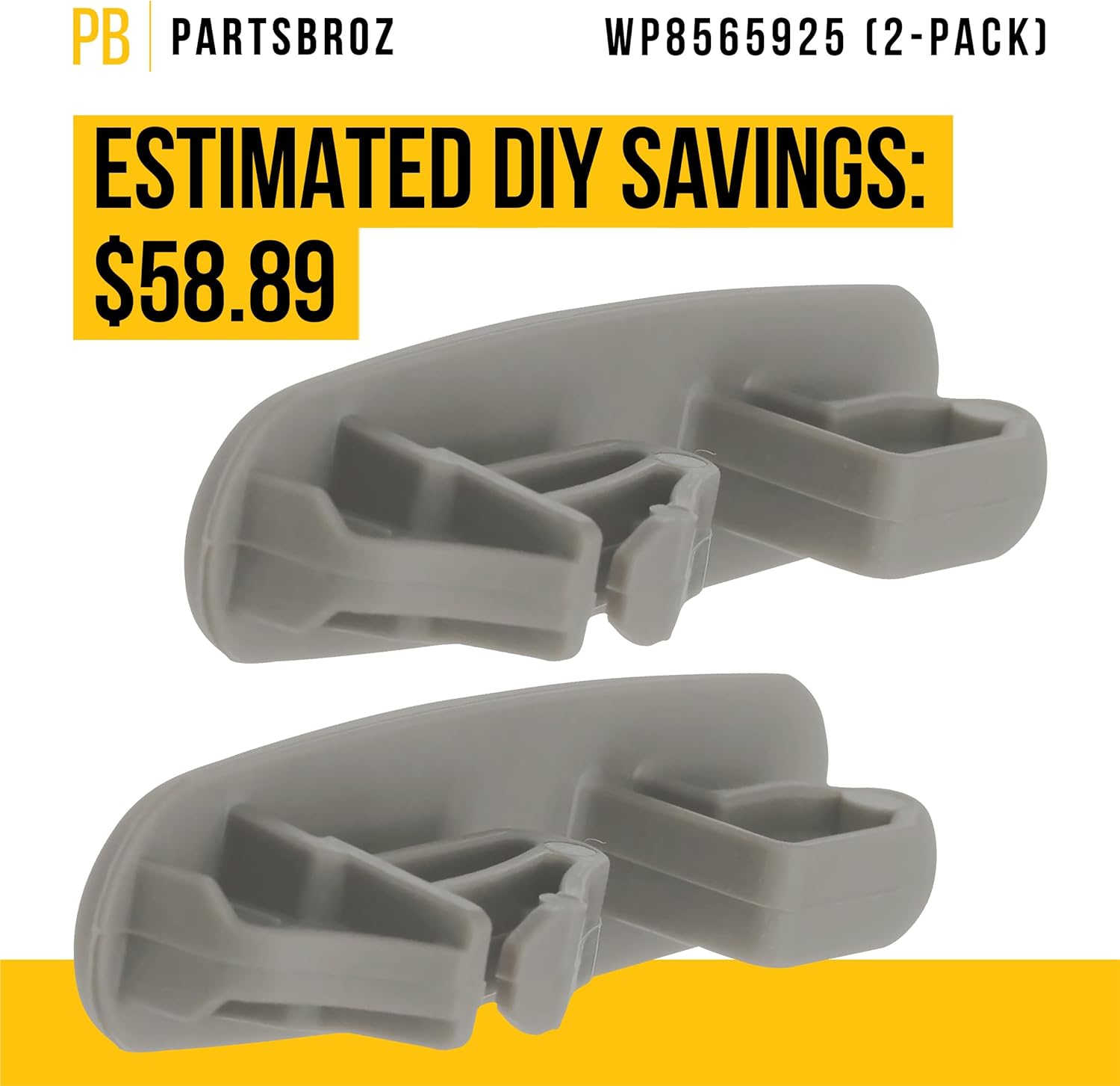 PartsBroz WP8565925 – Tope de riel para rack compatible con lavavajillas Whirlpool Kenmore KitchenAid Maytag, sustituye a AP6013365 8565925 8270105