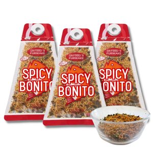 Furikake estilo japonés, Bonito picante de 1.76 onzas (paquete de 3)  Condimento de arroz sabor Umami con copos de algas marinas, semillas de Furikake estilo japonés, Bonito picante de 1.76 onzas (paquete de 3)  Condimento de arroz sabor Umami con copos de algas marinas, semillas de