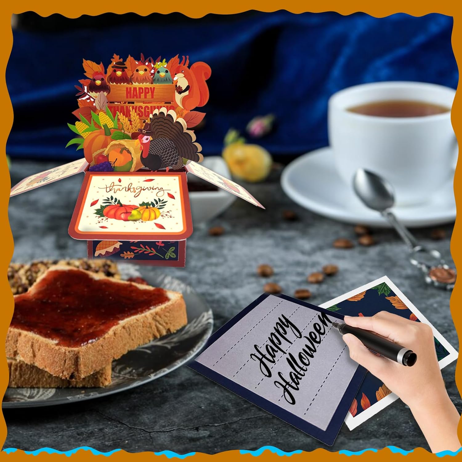 Tarjeta desplegable de pavo de Acción de Gracias para niños, divertidas tarjetas de felicitación 3D de Acción de Gracias para fiesta de otoño, la