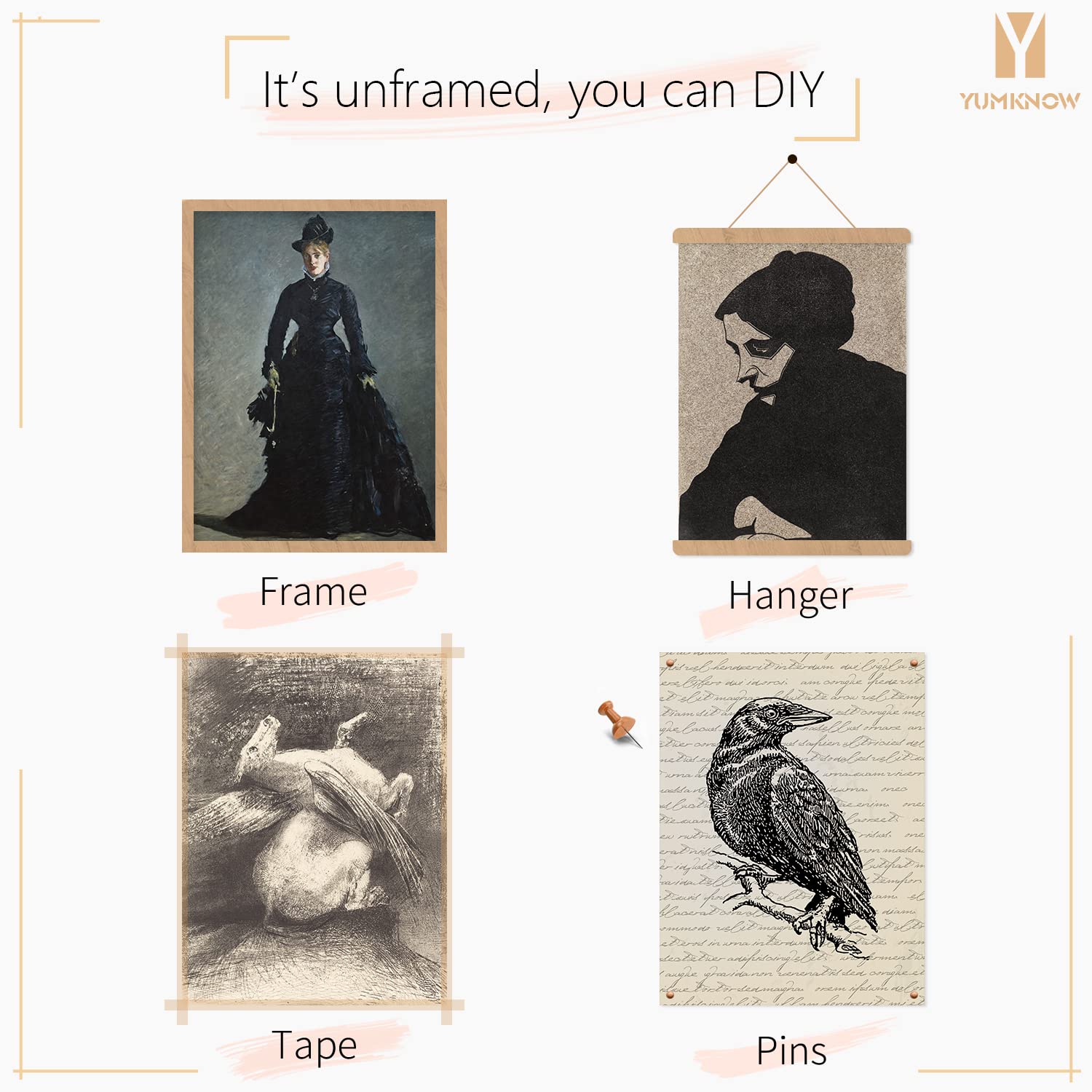 Halloween Wall Decor – Skull Ghost Raven Crow Pagan Gift – Haunted House Witch Witchy Poster Print – Spooky Weirdo Satanic Photo – Vintage Scary