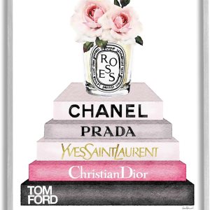 Stupell Industries Book Stack Fashion Candle – Arte de pared enmarcado con diseño de vela rosa y gris, 11 x 14 pulgadas, diseño por la artista Stupell Industries Book Stack Fashion Candle – Arte de pared enmarcado con diseño de vela rosa y gris, 11 x 14 pulgadas, diseño por la artista