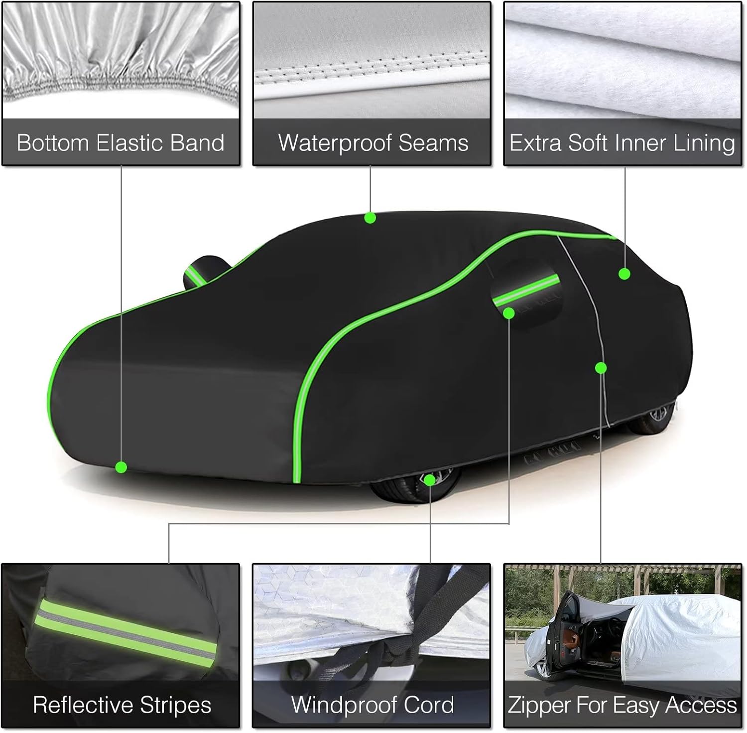 Funda para automóvil compatible con Peugeot 5008 (2016-2022), funda impermeable para automóvil para todo tipo de clima, 6 capas, cubierta completa
