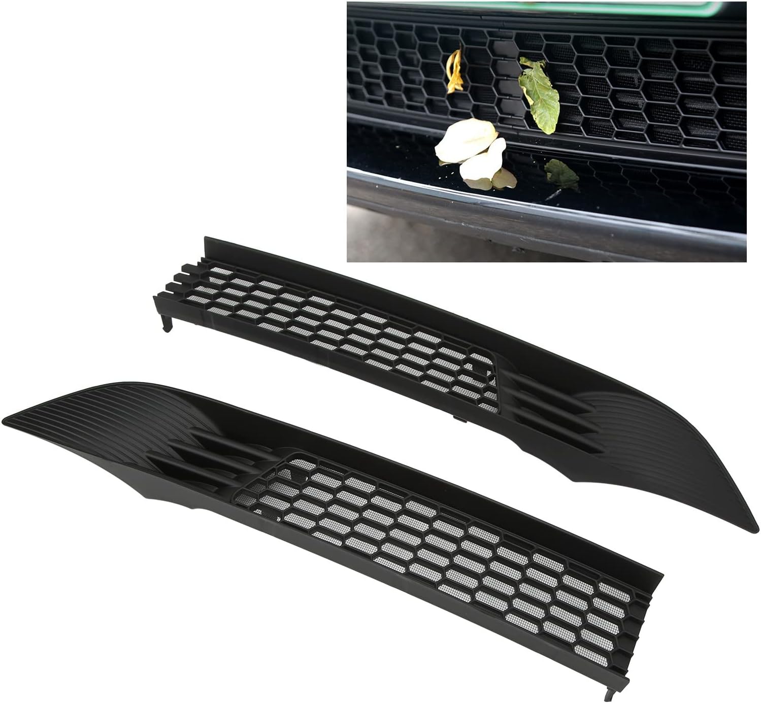 Rejilla delantera de malla, 2 unidades, ABS antidesgaste, color negro brillante, práctica rejilla de ventilación para parachoques de automóvil,