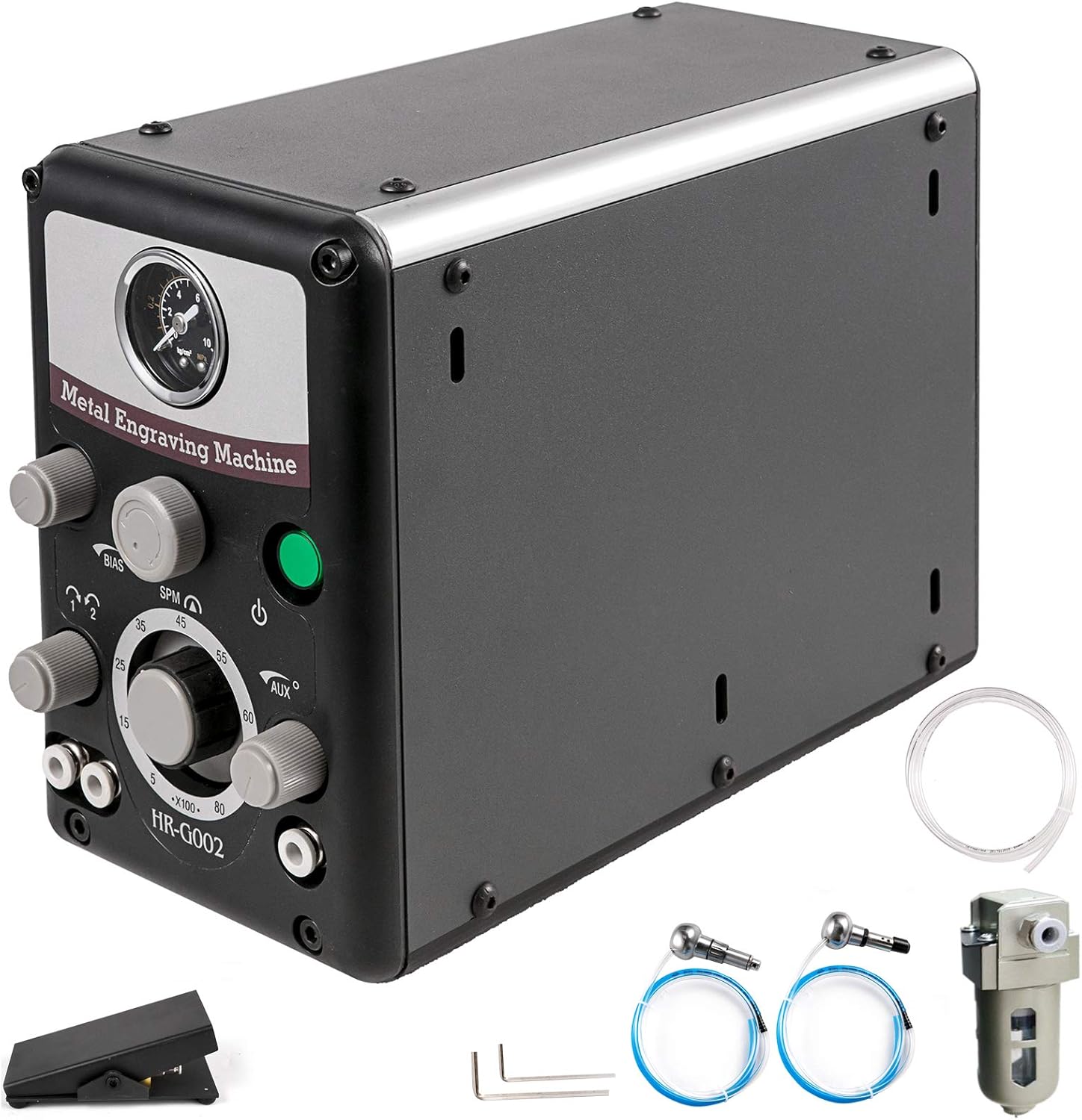VEVOR Máquina neumática grabadora de joyas 110V 60Hz Máquinas neumáticas de grabado a mano 400-8000 RPM Graver neumática de doble cabeza micro