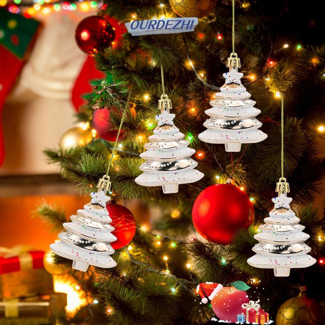 Adorno para árbol de Navidad de cristal de mar, adorno para árbol de Navidad del océano 2024, manualidades de decoración de cristal de mar, árbol de