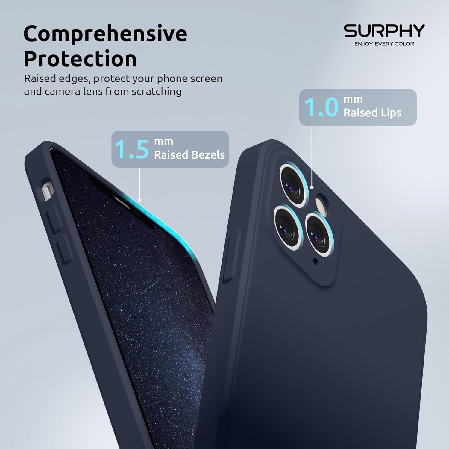 SURPHY Funda de silicona cuadrada compatible con iPhone 11 Pro de 5.8 pulgadas, bordes cuadrados de silicona líquida (protección individual para