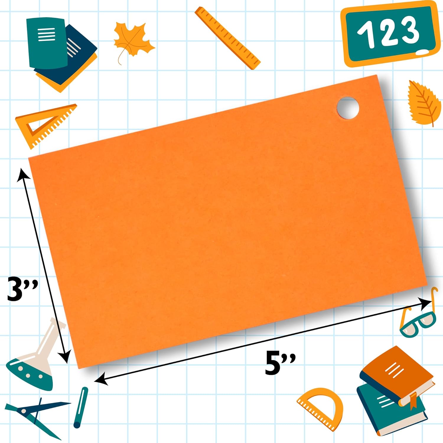 Hapinest 1000 tarjetas flash en blanco de 3 x 5 con 20 anillos de carpeta, tarjetas de notas de índice perforadas previamente en 6 colores para