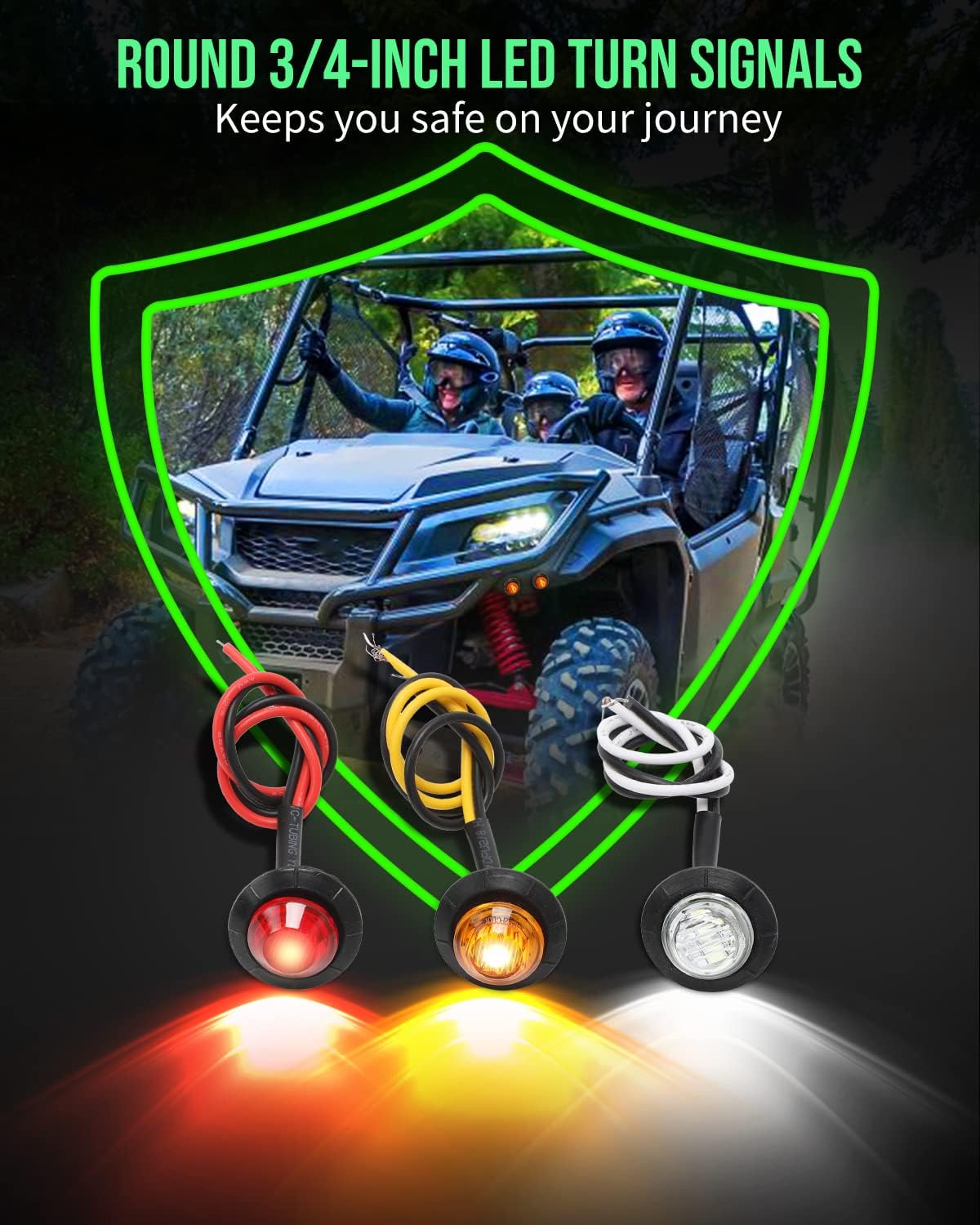 Kit universal de señal de giro ATV UTV con bocina fuerte, kit de señal de giro de calle lado a lado para SXS Dirt Bike Polaris RZR Can-Am Kawasaki