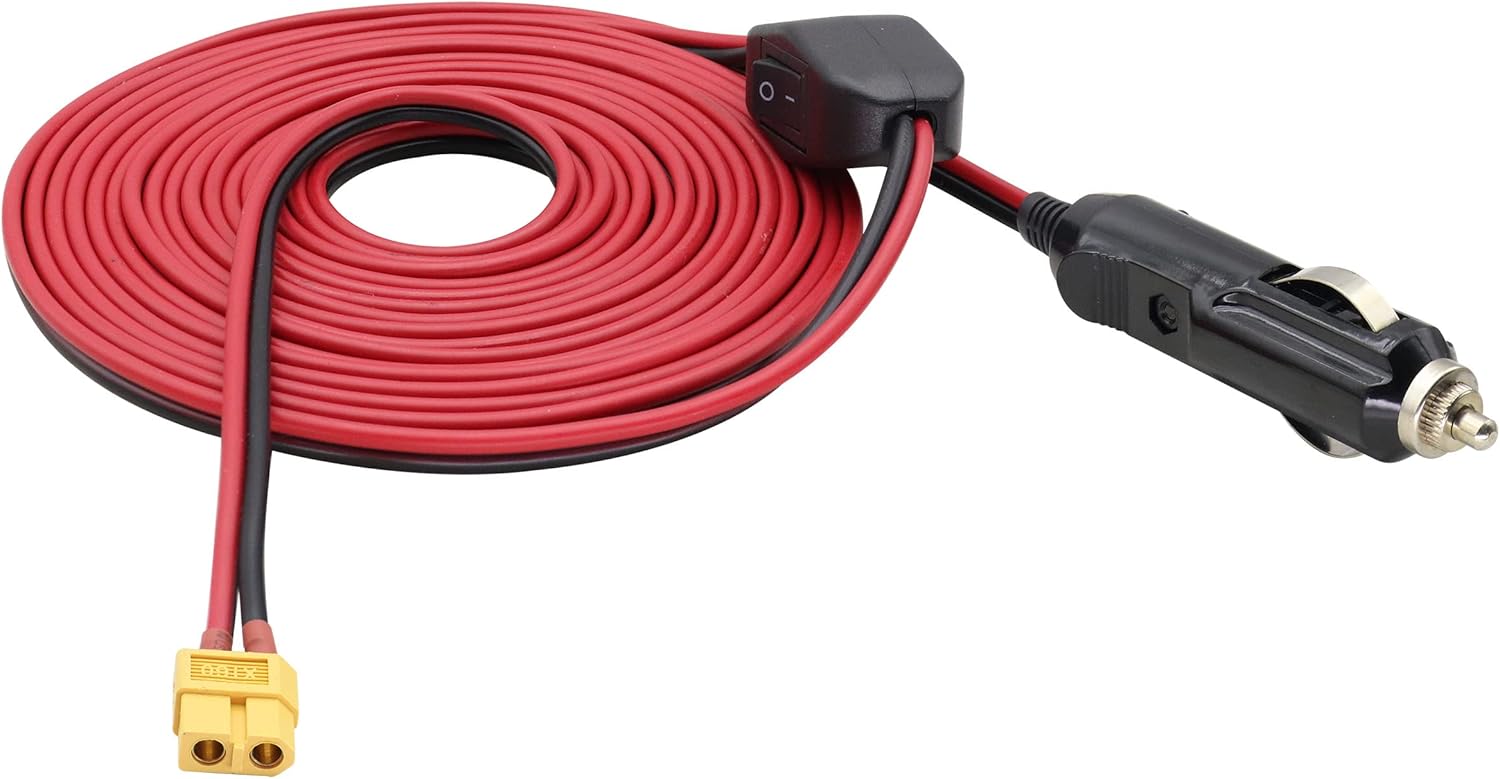 AOTOKK – Cable adaptador XT60 para encendedor de cigarrillos, 16 AWG XT60 hembra a encendedor de cigarrillos, cable de carga macho para dispositivo