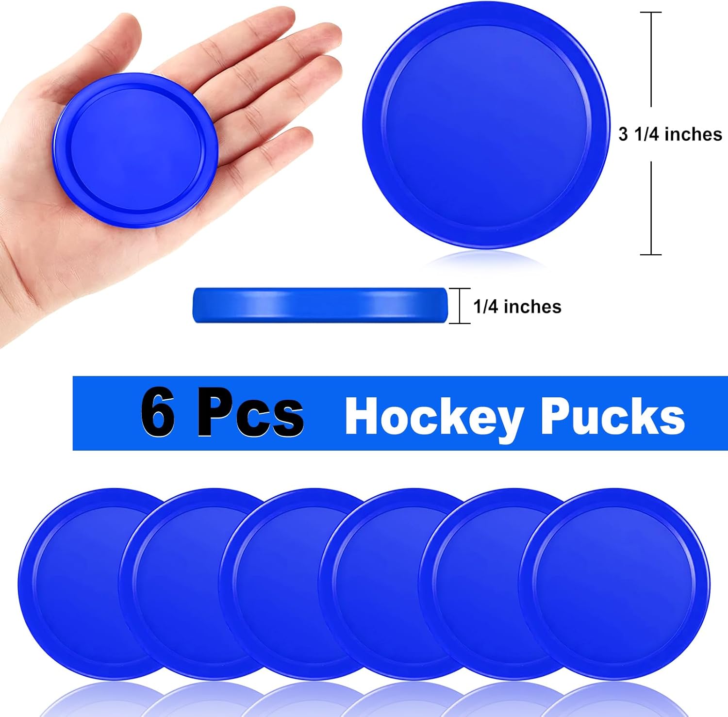 Coopay 3 14 Inches Air Hockey Pucks 6 Pack Full Size Heavy Replacement Pucks for Game Tables Equipment Accessories