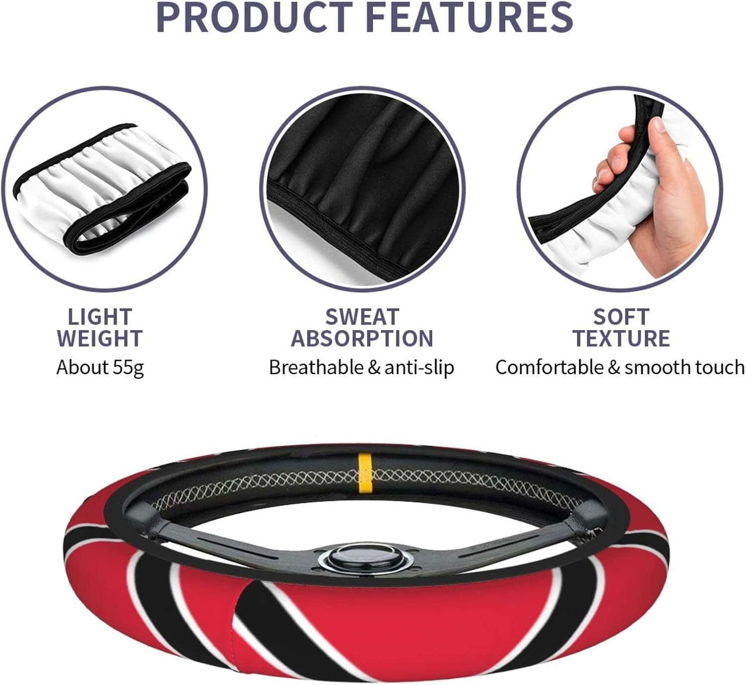 Bandera de Trinidad y Tobago – Funda para volante de 15 pulgadas, universal, antideslizante, decoración para volante, accesorios de automóvil, funda