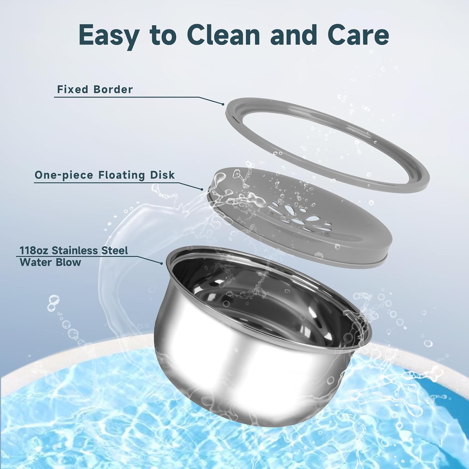 M&MKPET Cuenco de agua para perros, sin derrames, de 118 onzas, de gran capacidad, de acero inoxidable, a prueba de goteo, dispensador de