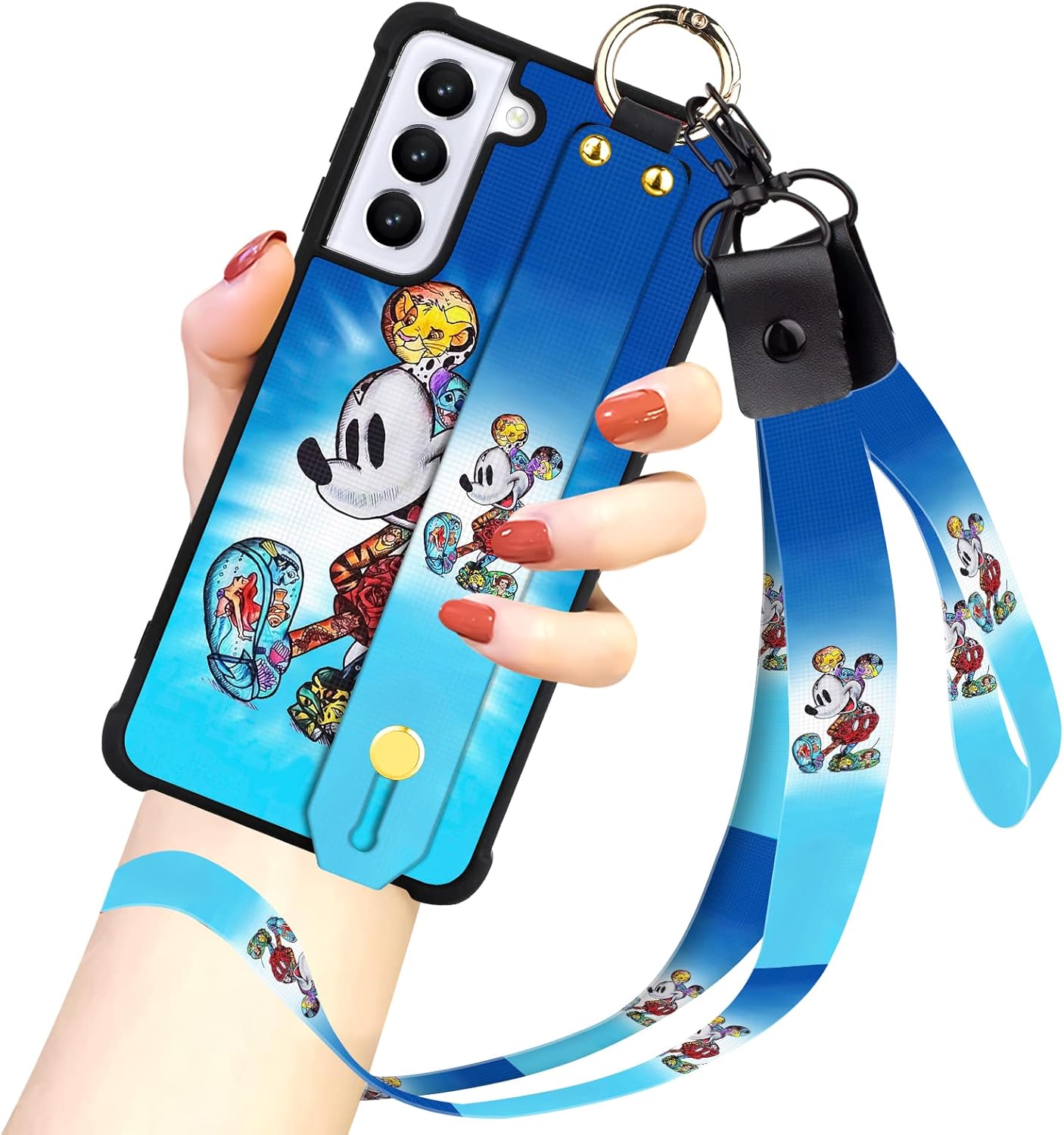 cuwana Funda de dibujos animados para Samsung Galaxy S21 de 6.2 pulgadas, lindo diseño colorido de personajes de dibujos animados de Mickey con