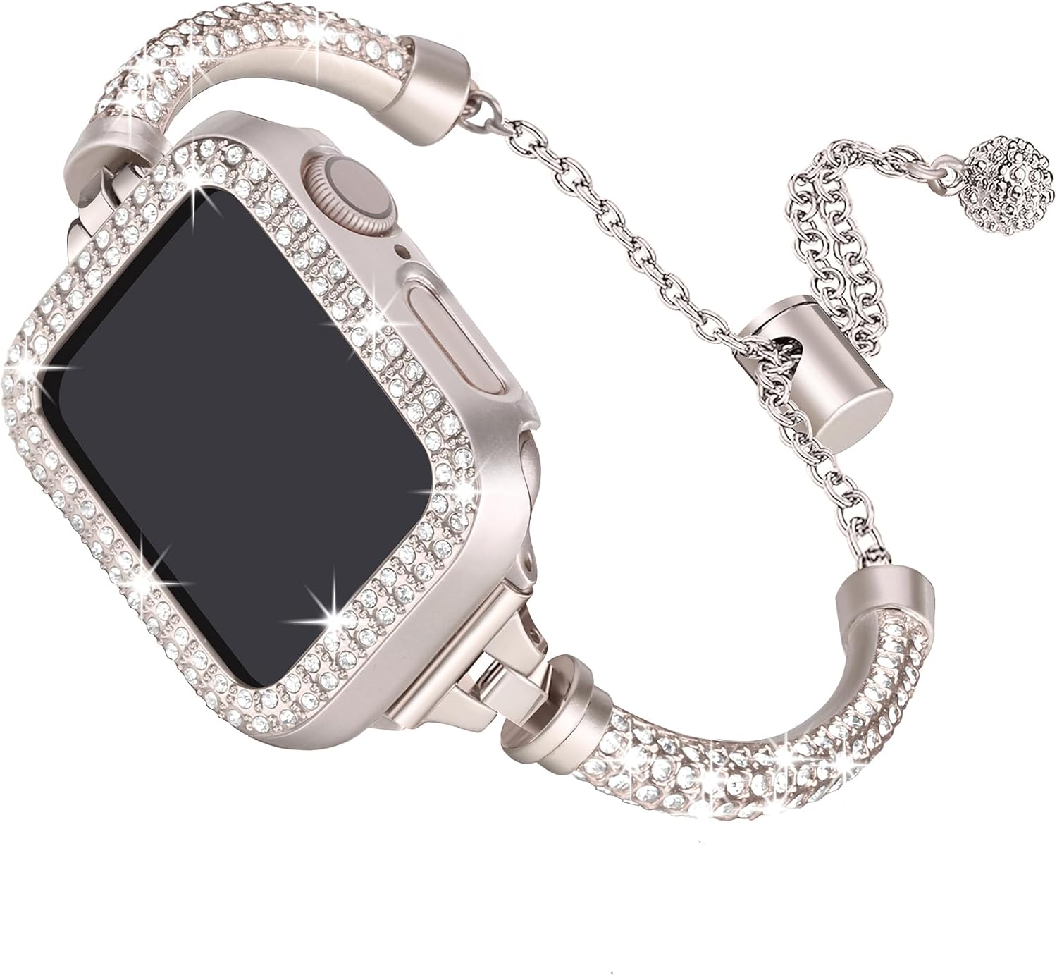 Secbolt – Correa y funda brillante compatible con Apple Watch Band de 1.50 pulgadas, 1.57 pulgadas, 1.61 pulgadas, 1.65 pulgadas, 1.73 pulgadas,