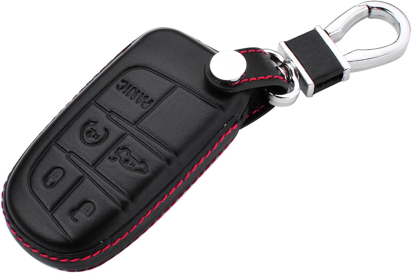 Funda para llavero de cuero genuino para Jeep Compass Grand Cherokeepara Dodge Challenger ChargerPara Chrysler 200 300Para Fiat 500 Car Remote Key