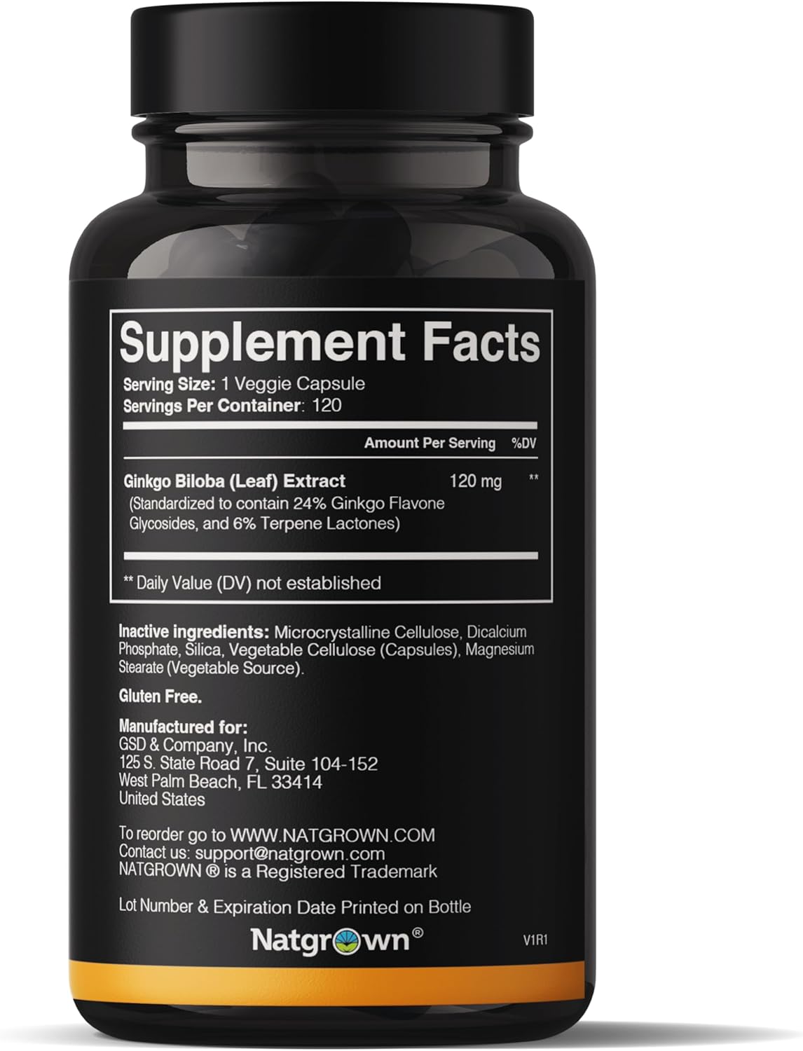 Natgrown Ginkgo Biloba 120mg – Cápsulas de extracto de ginkgo biloba extra fuerza, 120 unidades