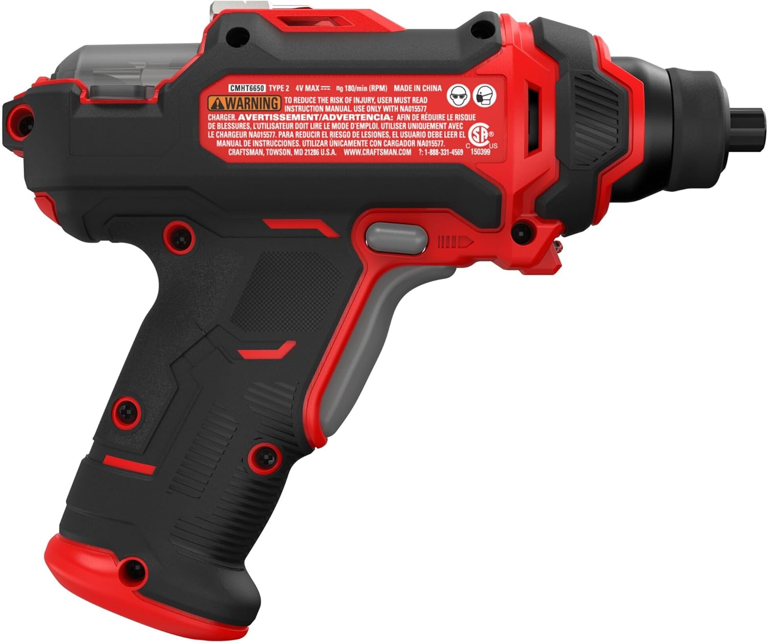 CRAFTSMAN Destornillador inalámbrico de 4 V con cargador y puntas de destornillador incluidas (CMHT6650C)