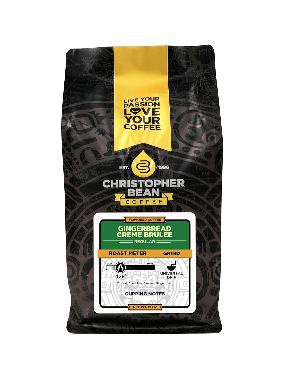Christopher Bean – Café molido con sabor regular, sin azúcar, sin lácteos, sin grasa, café molido arábica con sabor a OMG, café molido tostado
