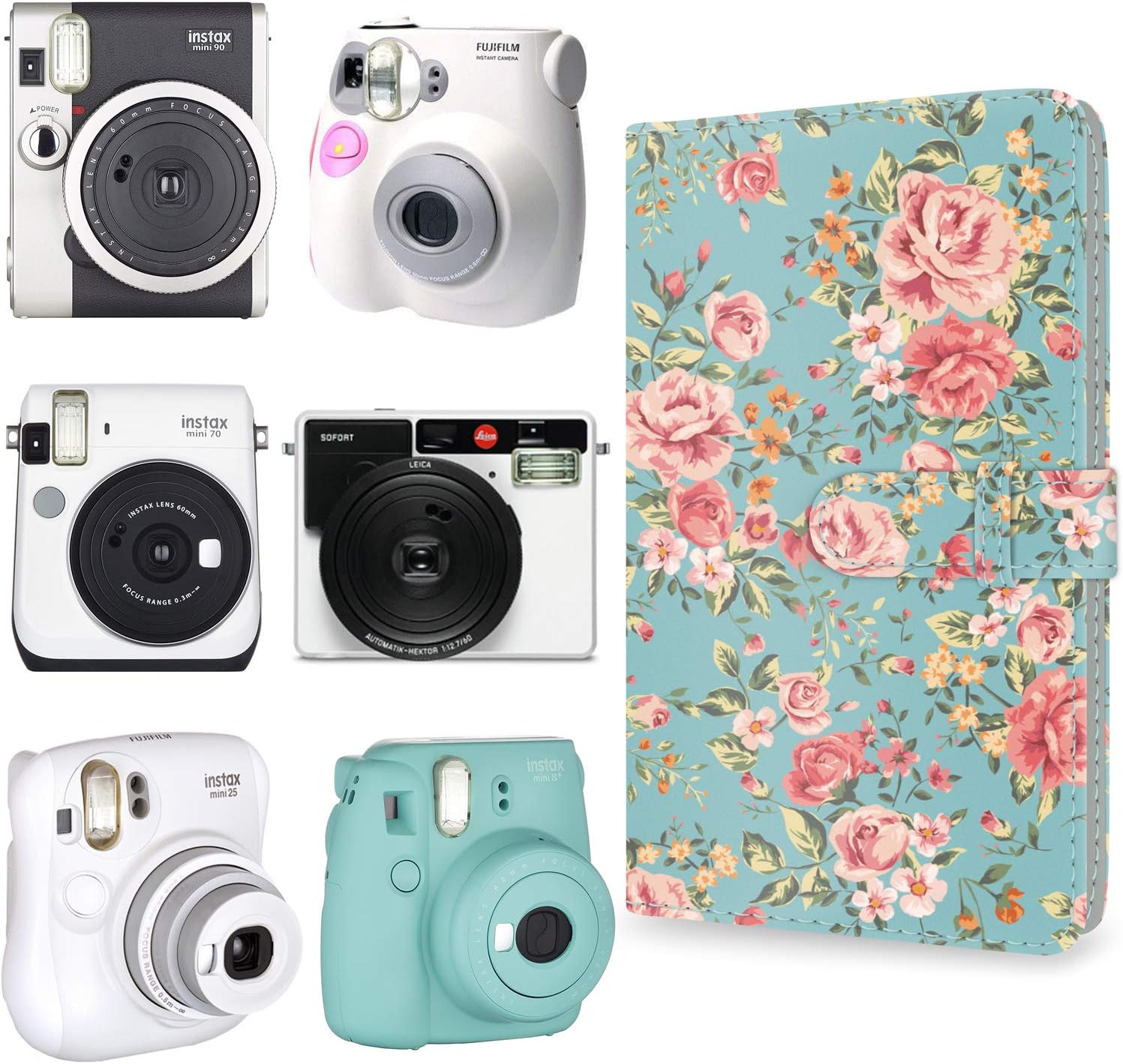 WOLVEN Mini álbum de fotos compatible con Polaroid Fujifilm Mini 7s 8 8+ 9 25 26 50s 70 90 11 película – 4