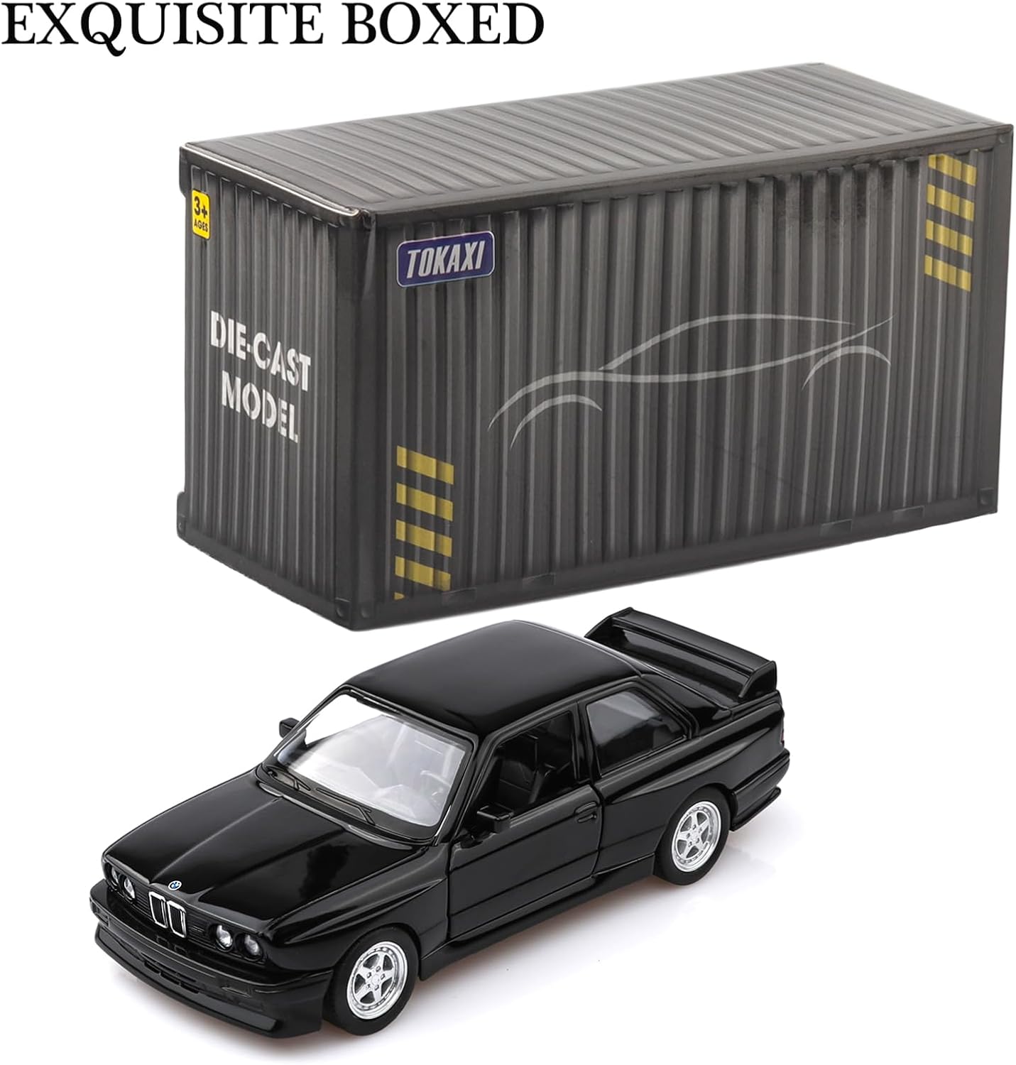 TOKAXI Escala 136 1987 BMW M3 Modelo de coches fundidos a presión, vehículos de tracción BMW, autos de juguete para niños y niñas