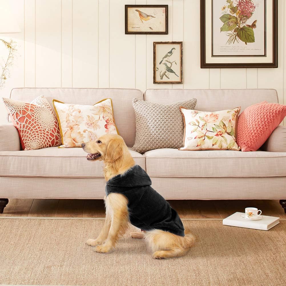 Sudaderas de polar para perros, con capucha, bolsillo, para clima frío, primavera, Chaleco, Sudadera con junta tórica, XL, Negro