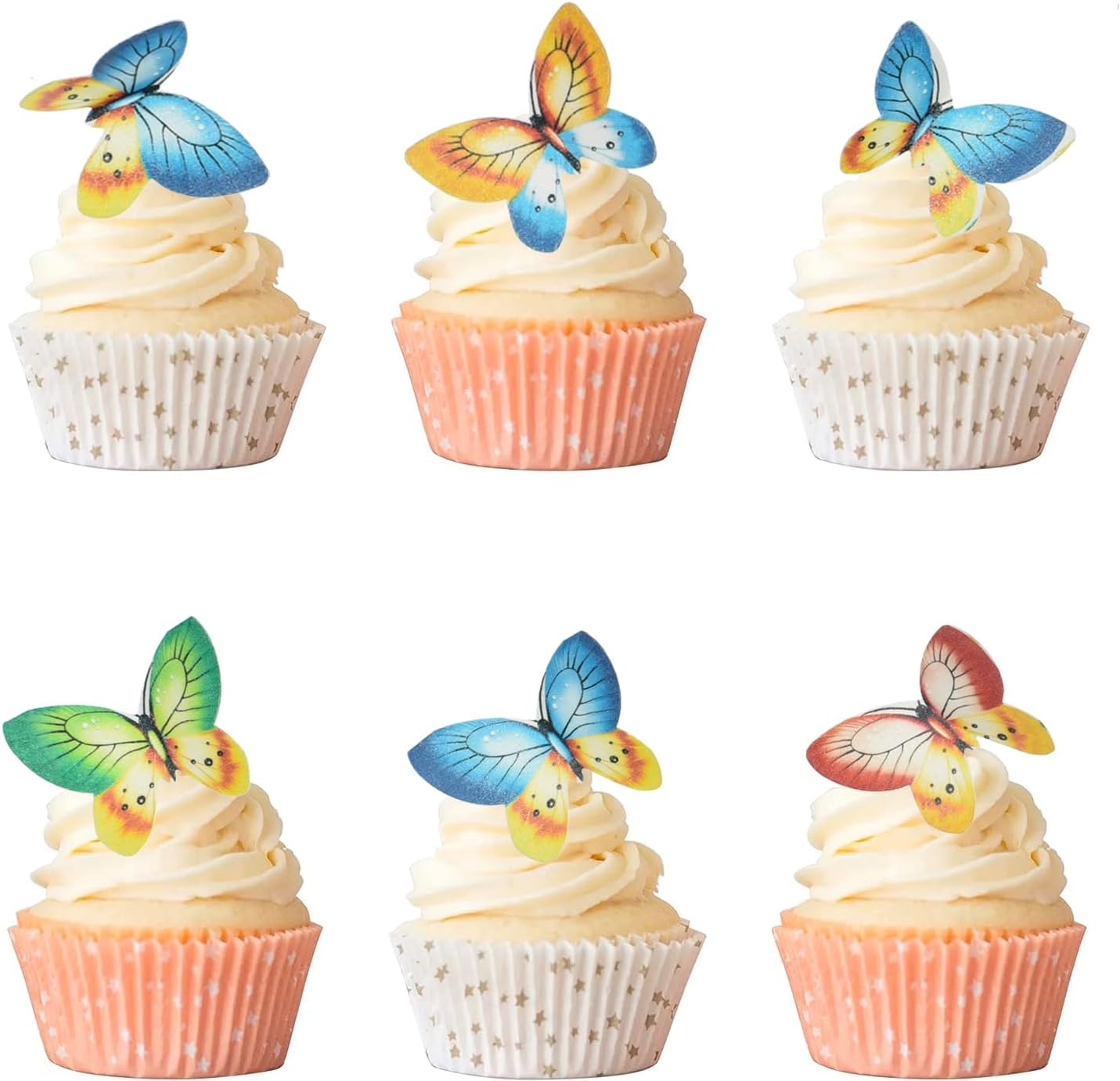 40 piezas comestible de mariposa para cupcakes, papel de oblea comestible, decoración de cupcakes para boda, cumpleaños, baby shower, suministros de