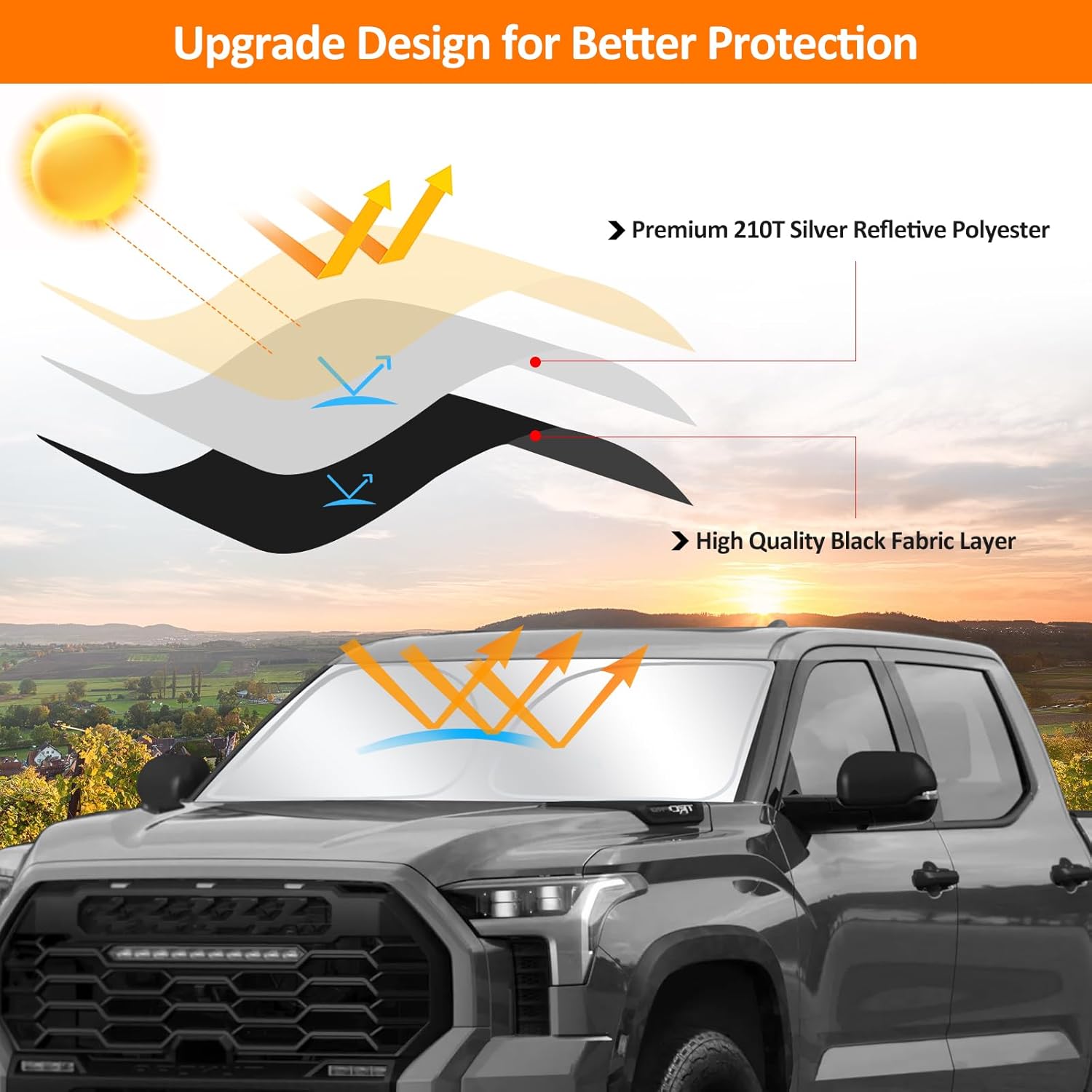 D-Lumina Winshield – Parasol para to-yota Tundra 2022 2023 2024 2025, protector solar frontal plegable bloquea los rayos UV, parasol para ventana de