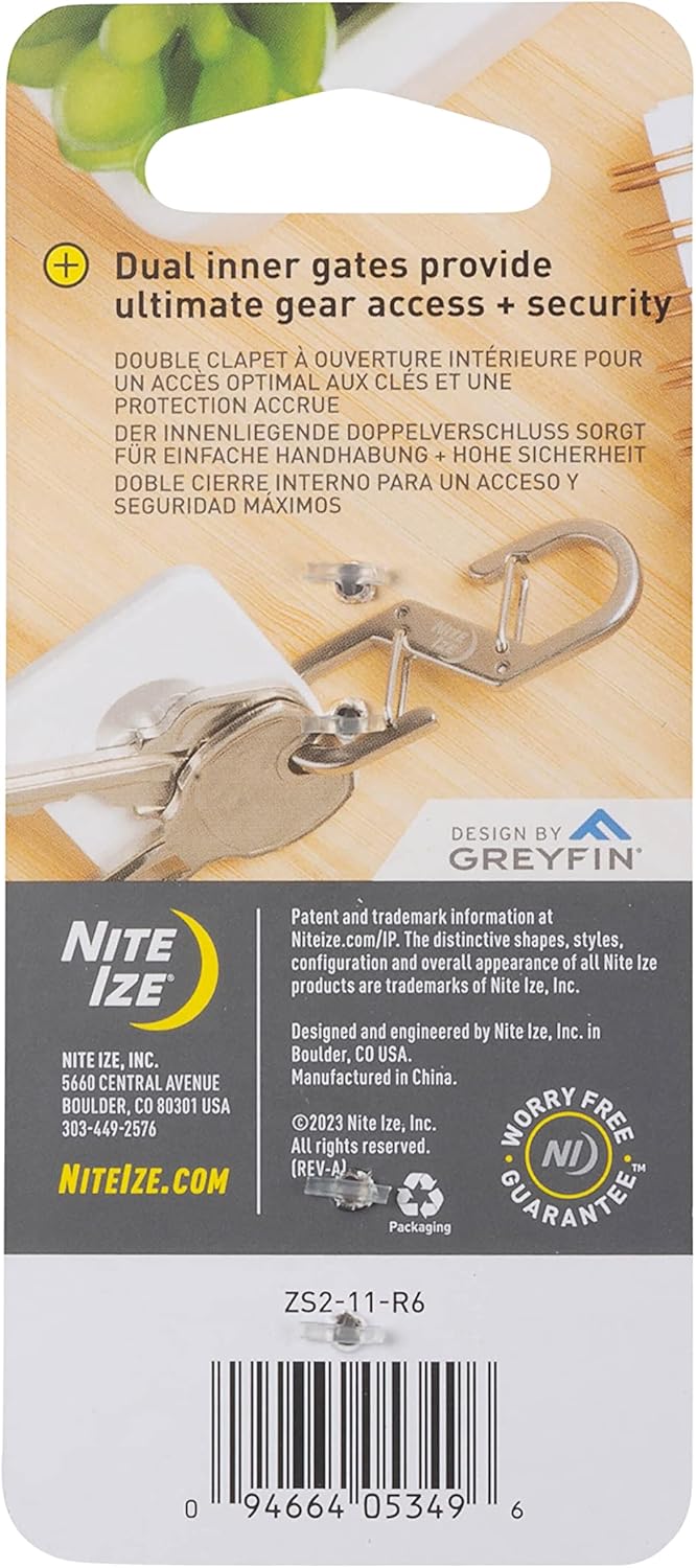 Nite Ize Z-Series Dual Carabiner, Double Gated Stainless Steel Clip