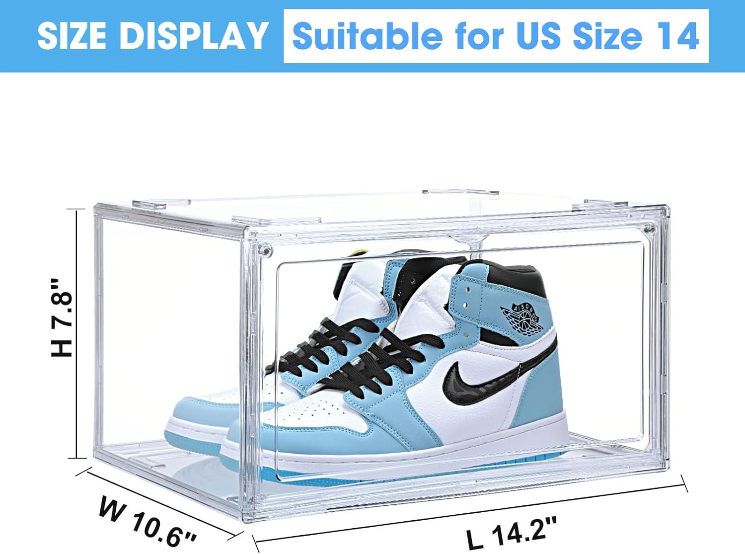 Cajas de zapatos transparentes de acrílico, cajas apilables para zapatos deportivos de alta gama, caja de exhibición 360 totalmente transparente con