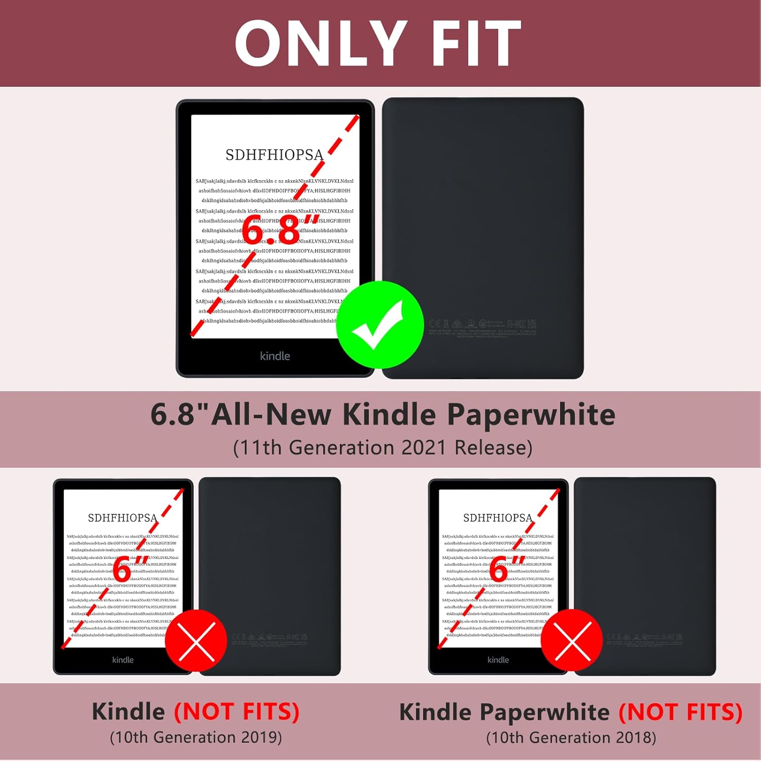 COO Funda para Kindle Paperwhite de 6.8 pulgadas, ligera, de piel sintética, con encendido y apagado automático para Kindle Paperwhite de 11.