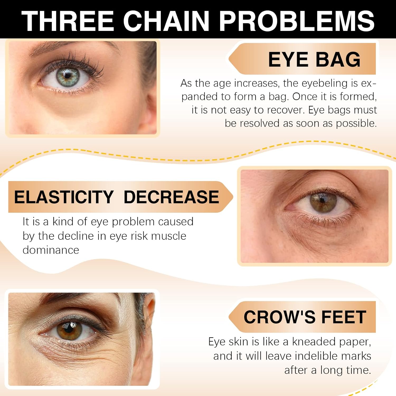 Barra de ojos con cafeína, reduce la hinchazón de los ojos y las ojeras, difumina las líneas finas, incluye cafeína, ácido hialurónico, vitamina C,