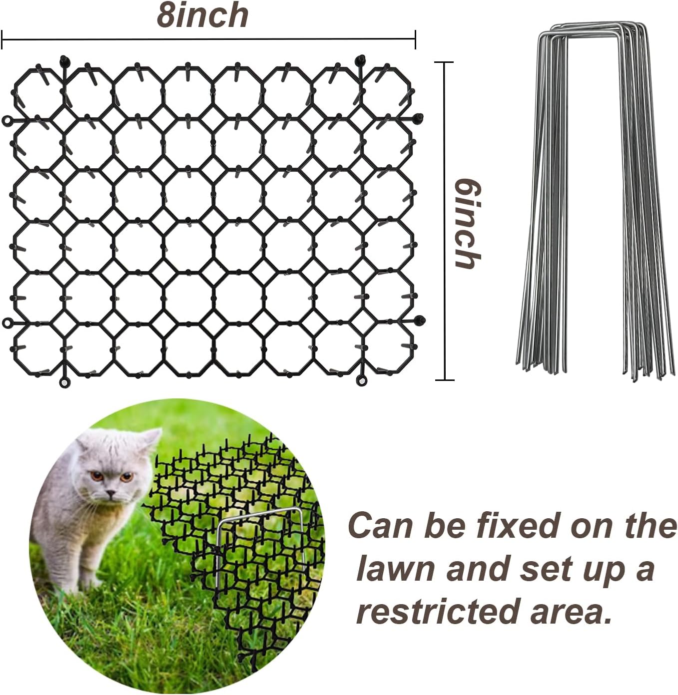 Juego de alfombrillas fecales para gatos, alfombrilla disuasoria para gatos con clavos, perfecta para barrera de animales de jardín, alfombrilla