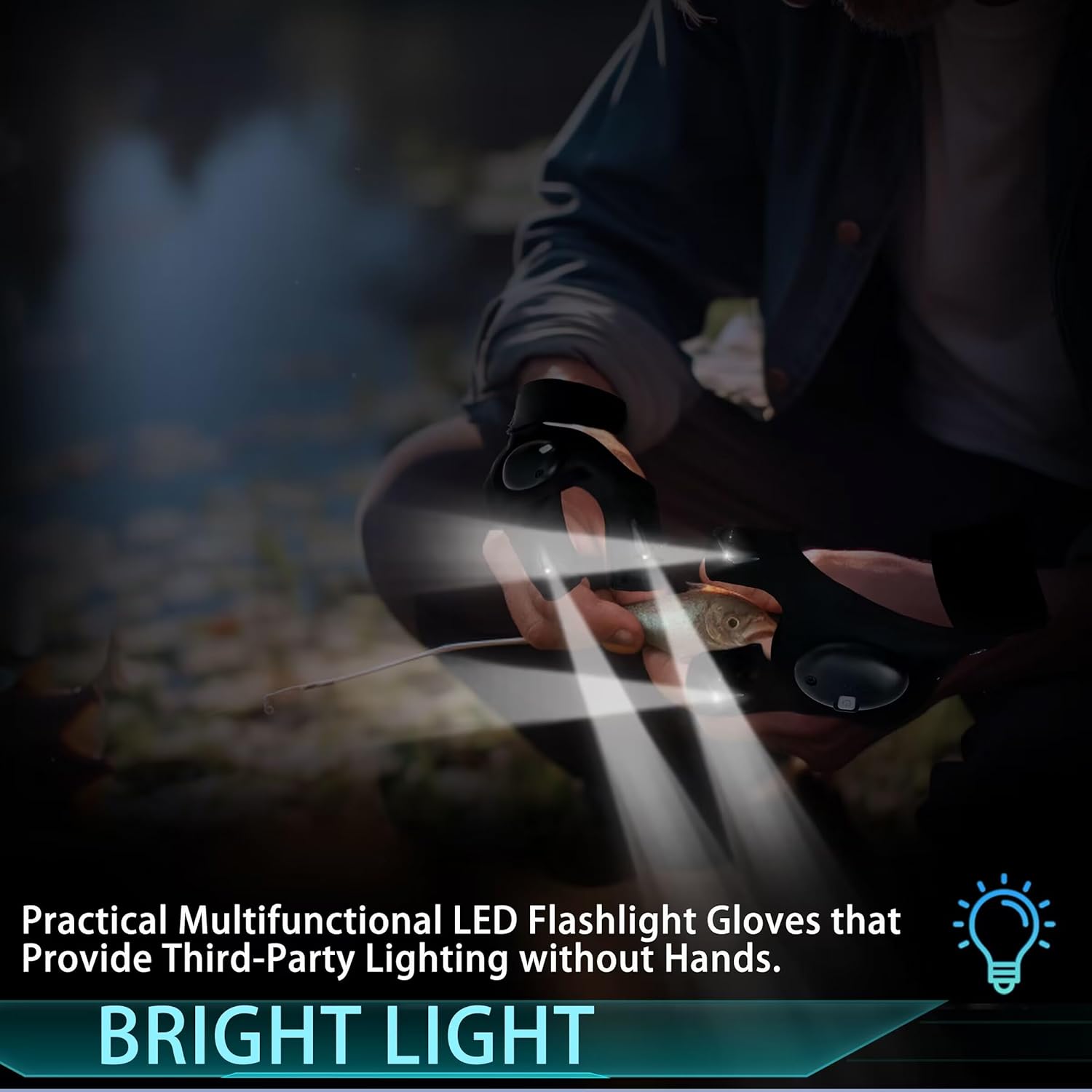 Guantes de linterna LED para hombres, regalo para el Día del Padre, herramientas de luces manos libres, herramientas para pesca, camping,