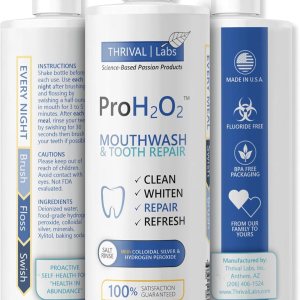 ProH2O2 – Enjuague bucal natural, batido de sal y reparación de dientes por Thrival Labs, dispensación superior de prensa, 16 onzas líquidas ProH2O2 – Enjuague bucal natural, batido de sal y reparación de dientes por Thrival Labs, dispensación superior de prensa, 16 onzas líquidas