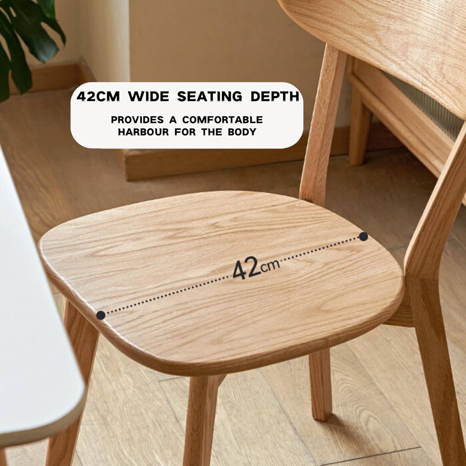 Grewood Sillas de comedor 100% de madera de roble macizo, sillas de comedor modernas de mediados de siglo con respaldo ancho redondeado, sillas para