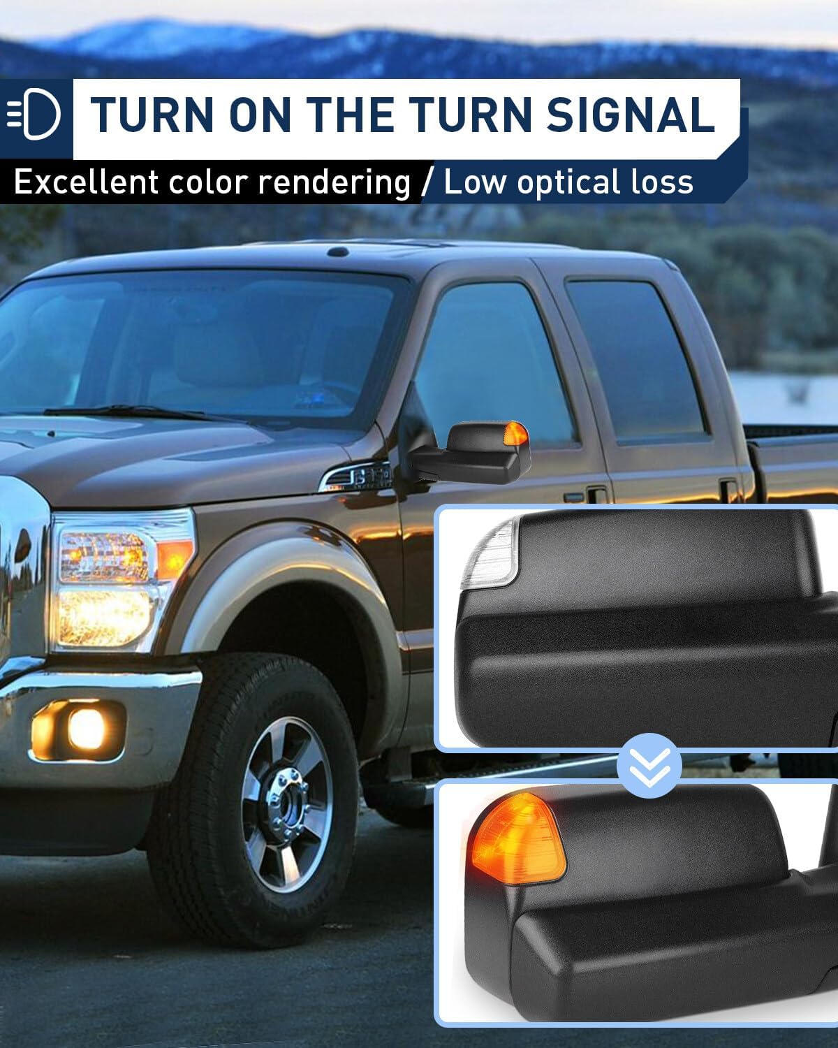 ECCPP, espejos de remolque del lado del pasajero y conductor eléctricos térmicos para 2009-15 Ram 1500 Pickup, par de espejos laterales con luces de