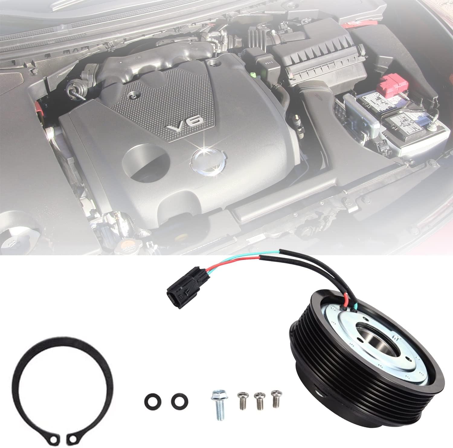 Kit de ensamblaje de embrague del compresor del AC, bobina de rodamiento de polea de placa 92600JA10B, repuesto para motor Nissan Maxima 2008-2014