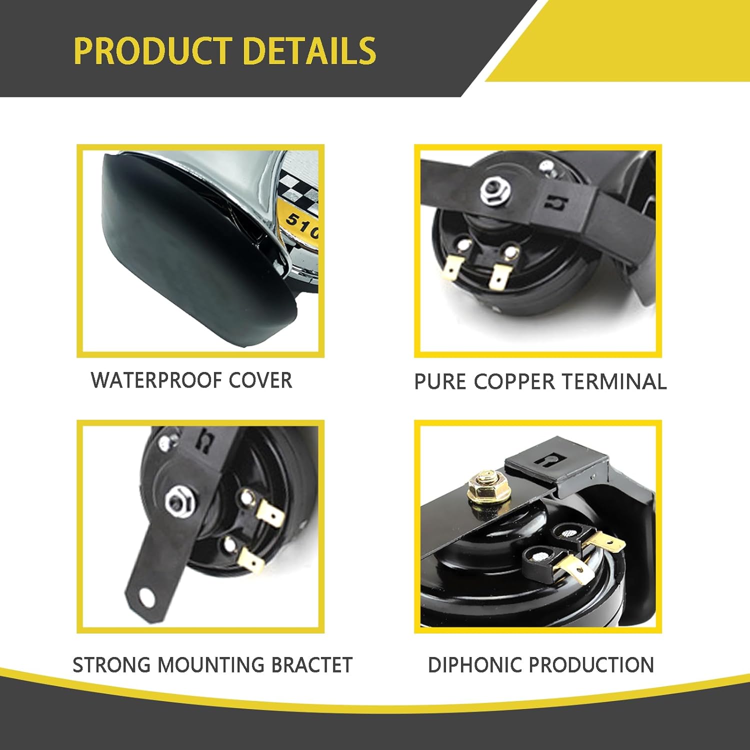 1 bocina de aire de caracol para automóvil, 12 V impermeable y a prueba de polvo modificada bocina súper fuerte con reemplazo completo y fuerte,