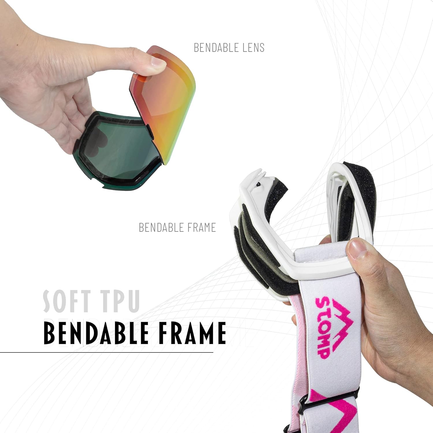 STOMP Gafas de esquí y snowboard 100% protección UV400, lentes reemplazablescorreas para hombres, mujeres y jóvenes
