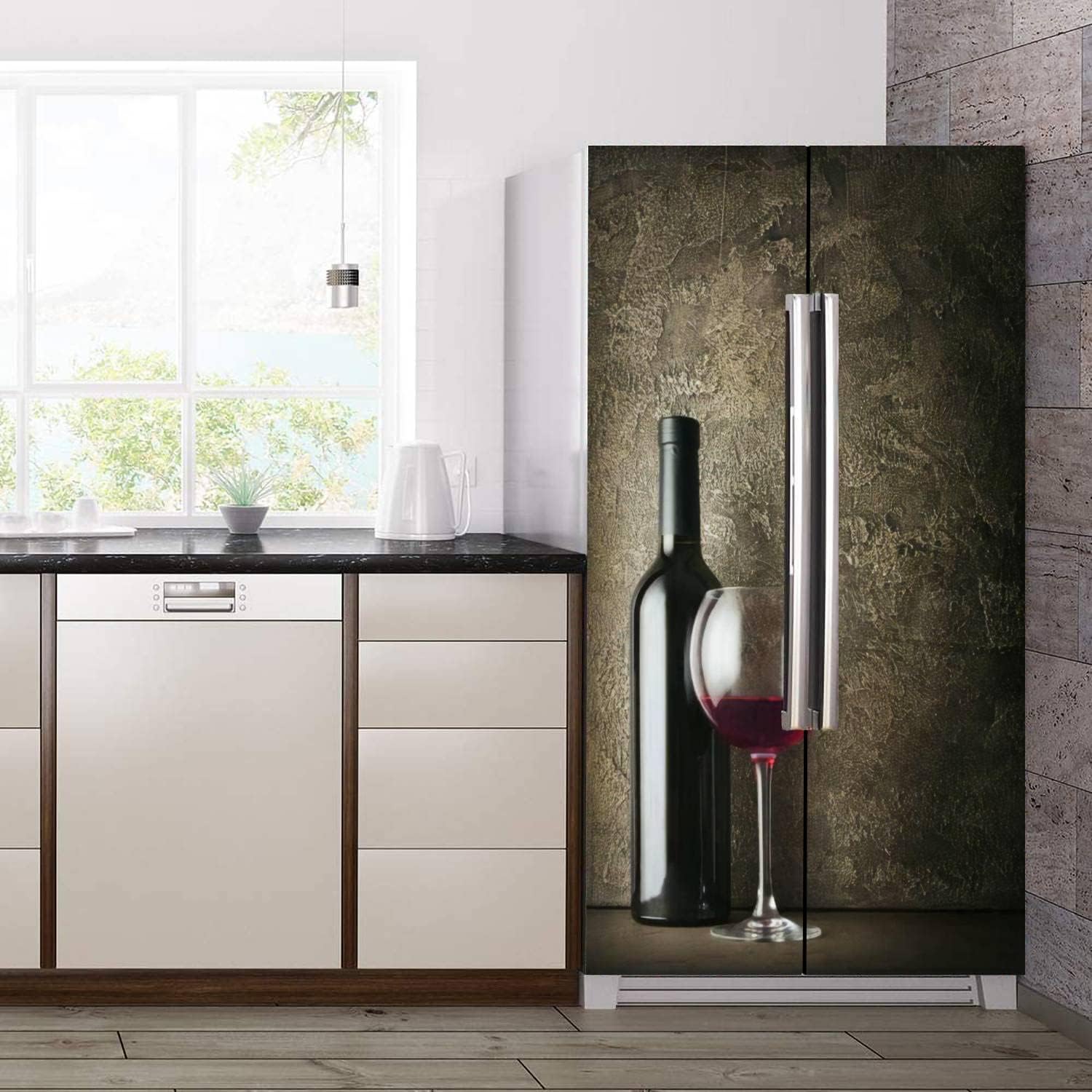 Juego de envoltorios de vinilo autoadhesivos para nevera, botella de vino tinto para degustación de la puerta de bodega, adhesivo extraíble para
