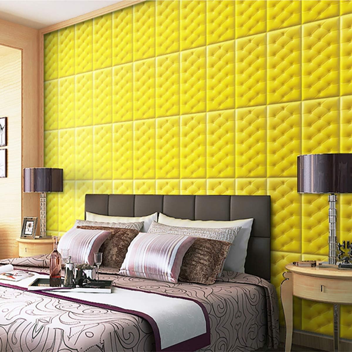 Paneles de pared de espuma autoadhesivos 3D, 23.6 x 11.8 pulgadas, decoración de cuero revestido, anticolisión, cojín suave para cubrir paredes,