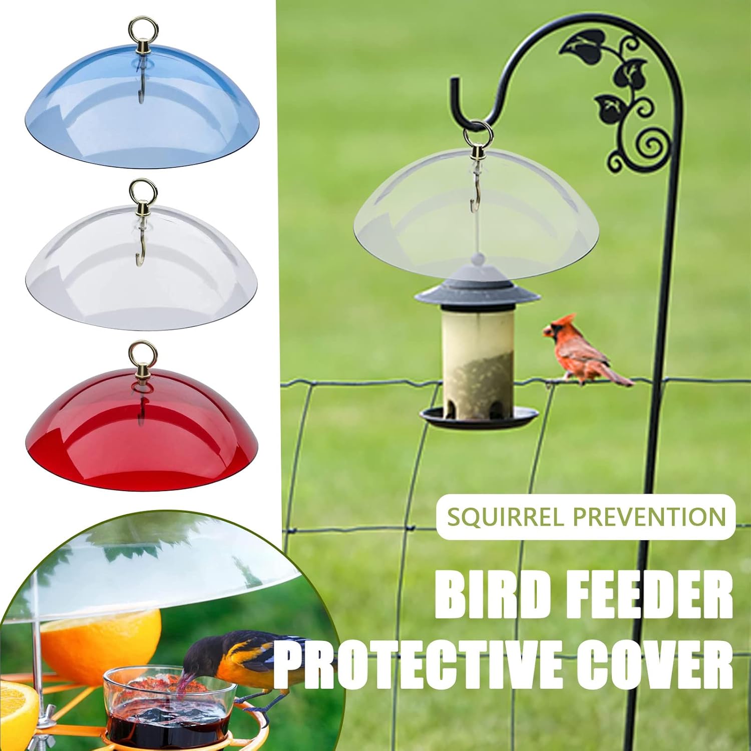 Baffle para comedero de pájaros, comederos para pájaros a prueba de ardillas para exteriores, cubierta de lluvia para comederos de pájaros para