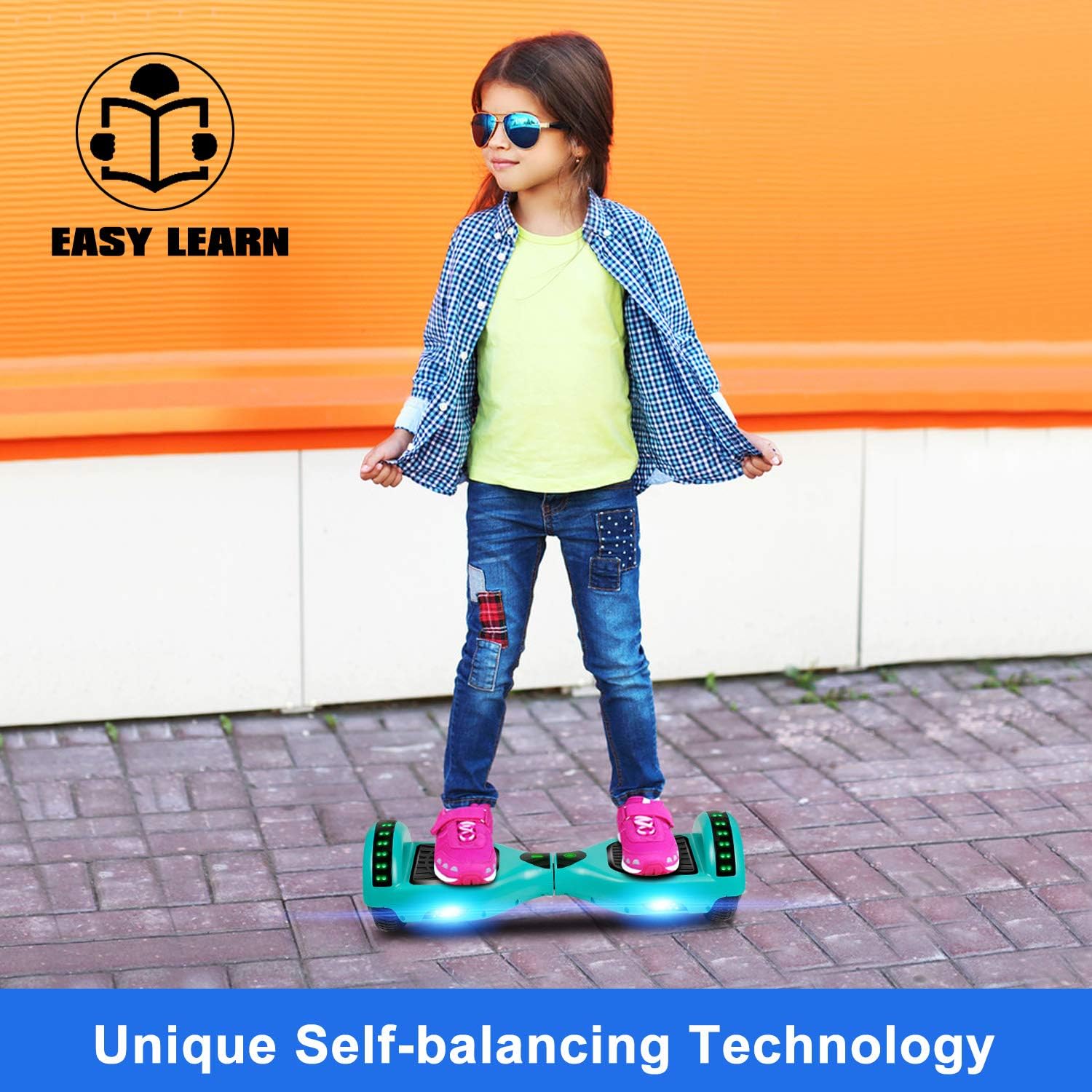 LIEAGLE Hoverboard, 6.5 “auto equilibrio Scooter Hover Board con ruedas Bluetooth luces LED para niños adultos
