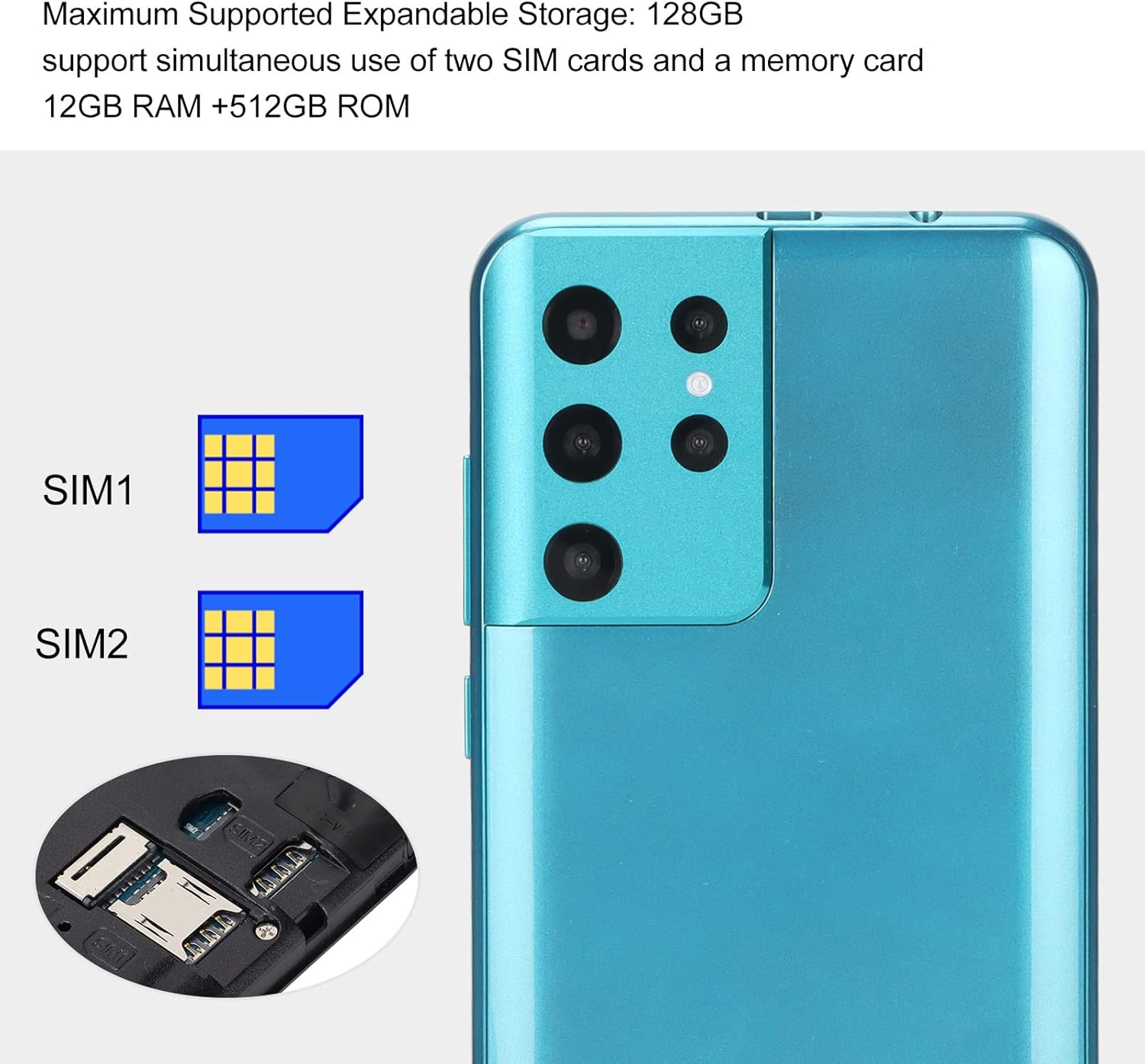 ciciglow S21 Ultra Smartphone, teléfono celular desbloqueado HD de 6.1 pulgadas, doble tarjeta de espera, 1 GB de RAM 8 GB ROM, batería de 2000 mAh