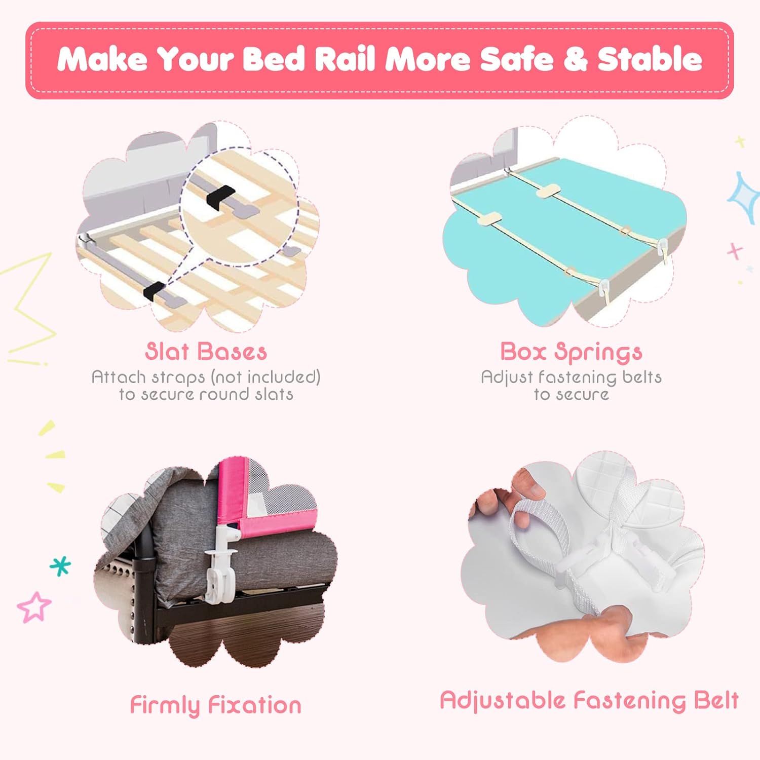 BABY JOY Rieles de cama para niños pequeños, 59 pulgadas, extra largo, protector de cama abatible con correas de seguridad, barandilla plegable para