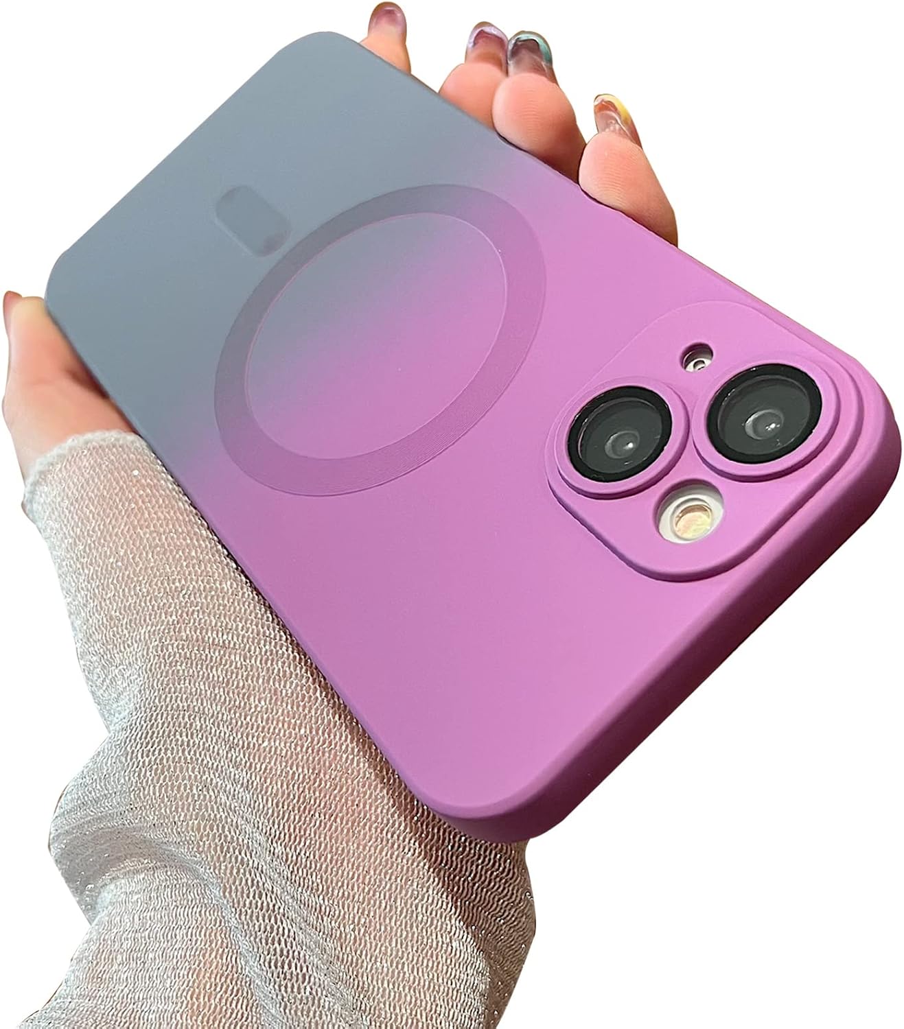 Funda compatible con iPhone 13 (compatible con Magsafe), diseño de color degradado, silicona TPU a prueba de golpes, antideslizante, con protector