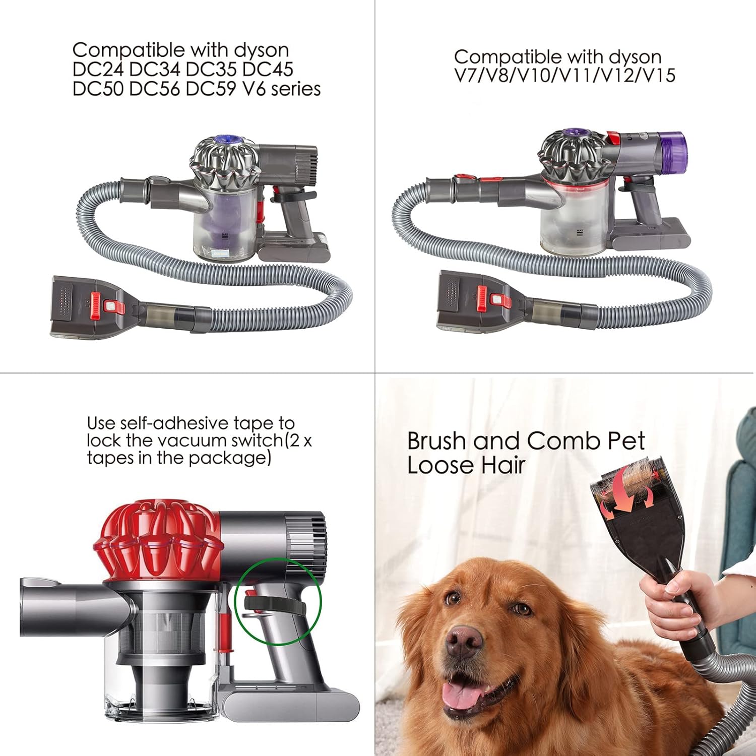 Cepillo de aseo para mascotas, herramienta de eliminación de pelo para perros y gatos, peine profesional para eliminar pelos como aspiradora, kit de
