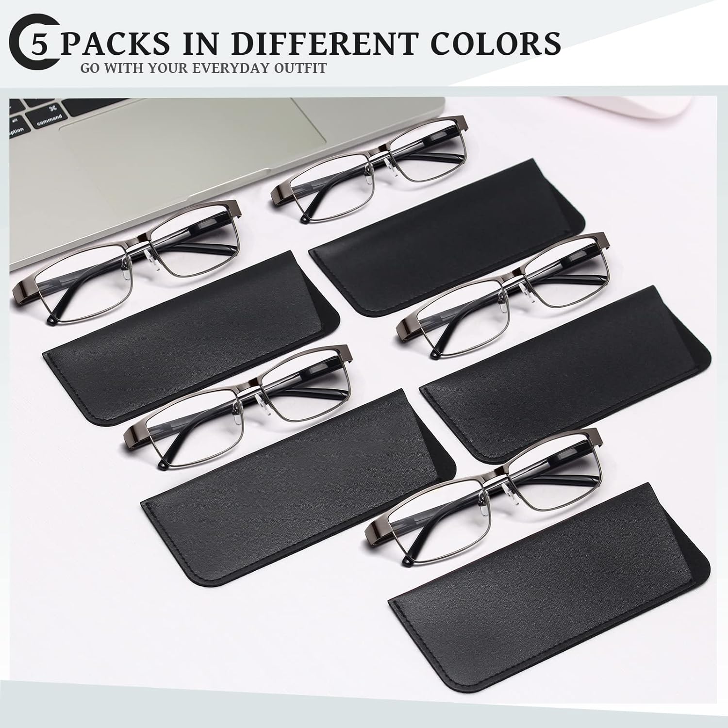 Reading Glasses for Men Blue Light Blocking, Metal Readers Anti Eye StrainMigraine Computer Eyeglasses 5 Pack