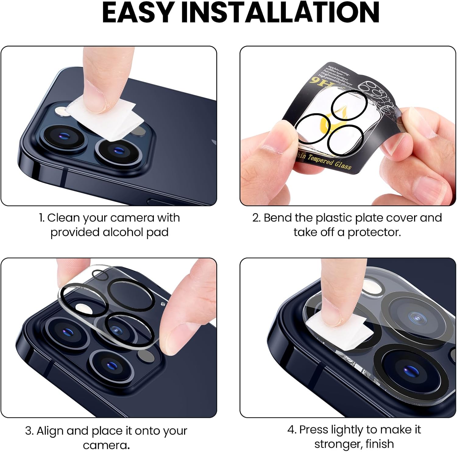 Tensea 3 piezas Protector de pantalla de cámara para iPhone 15 Pro  15 Pro Max, protector de lente de película de vidrio templado, transparente de